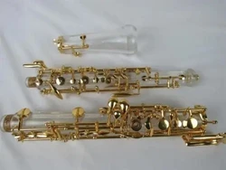 C Key MeeLe Professional crystal Oboe  Gold Bass Clarinet plating With Case