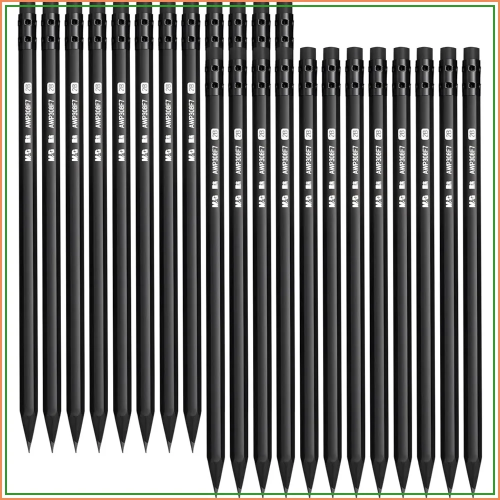 24 Pack Pre-Sharpened 2B Pencils with Erasers, Bulk Writing & Drawing Pencils for School, Office & Art Supplies