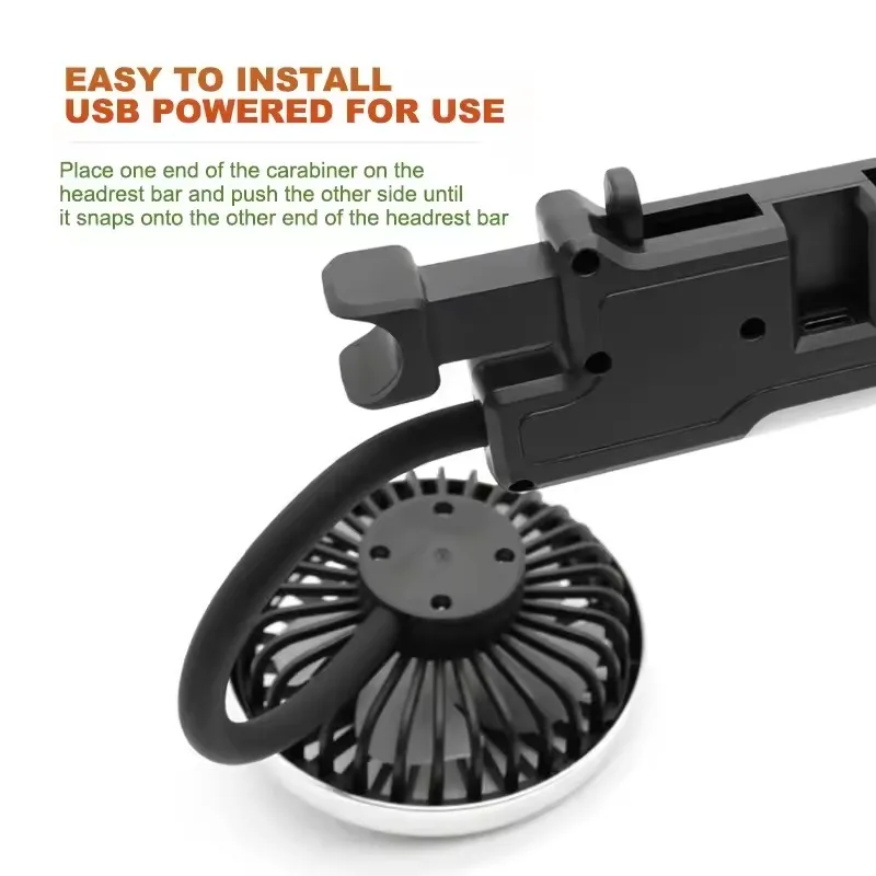 Car Fan Cooling Dual Head Type-c Usb Car Fan 3 Speeds Adjustable Auto Cooler Air Fan With LED Lights Car Accessories