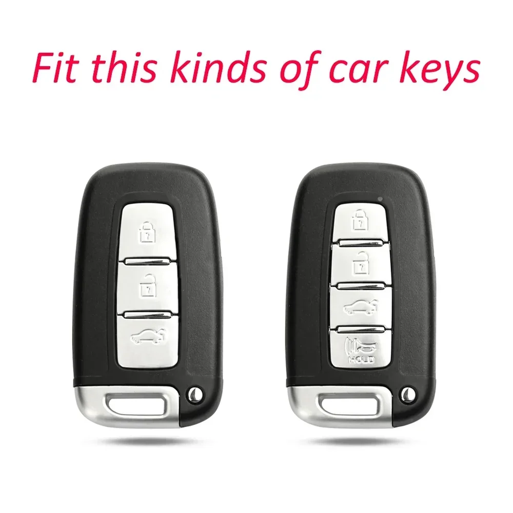 Silicone Carbon Fiber Smart Key Ring Chain Case Cover For Hyundai Elantra Sonata Kia Forte Equus Genesis Veloster Optima Soul