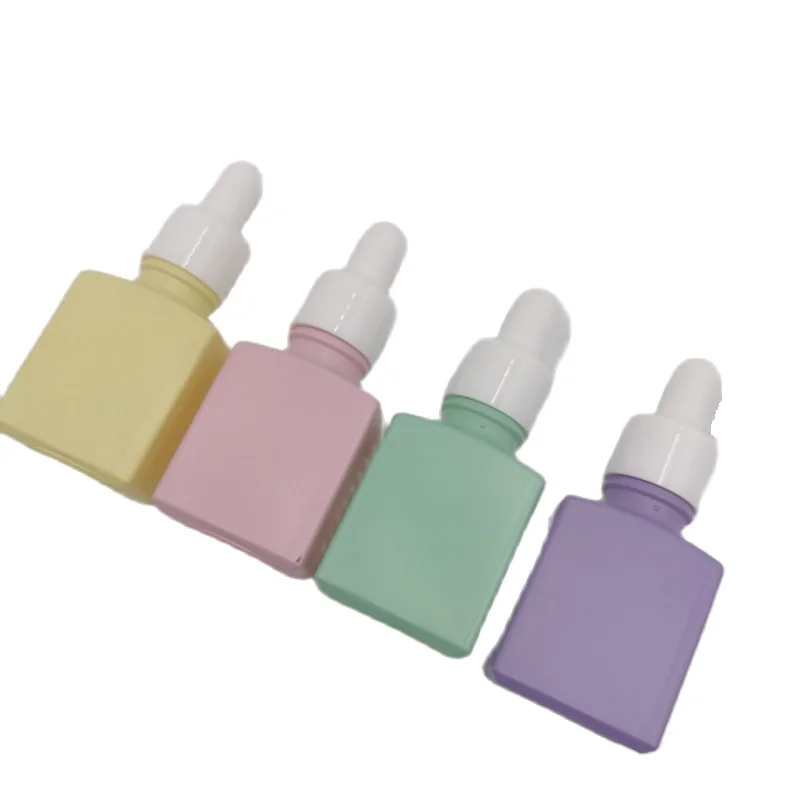 

Empty Glass Dropper Essential Oil Bottles Macaron Color Flat Square 15ml Serum Aromatherapy Liquid Massage Drop Pipette Bottle