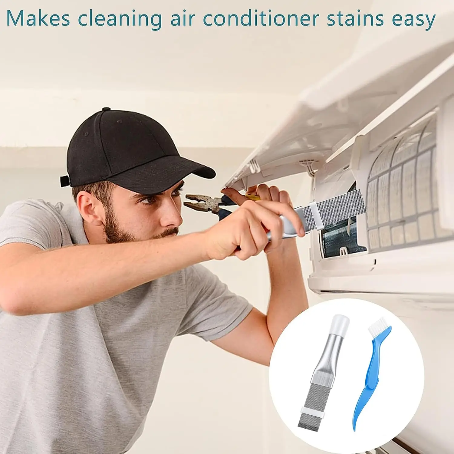 Klimaanlage Kondensator Fin Kamm Reiniger 2 Stücke, Klimaanlage Fin Reiniger Pinsel, Geräte Spule Schneebesen Sauber Pinsel Edelstahl