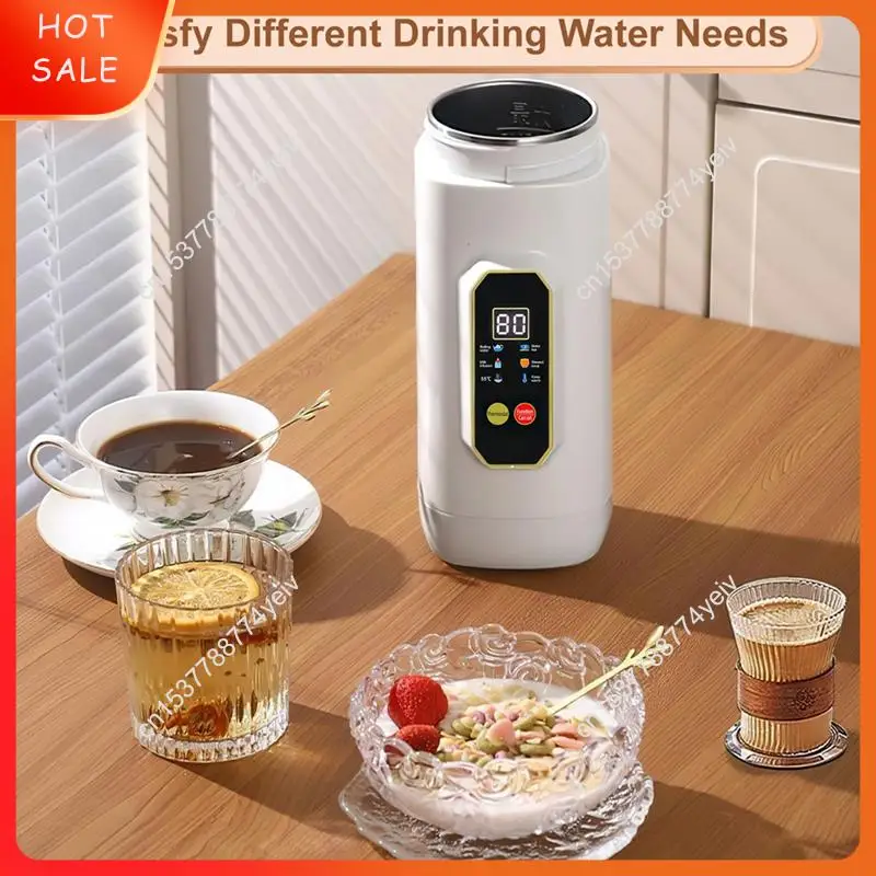 غلاية صغيرة ذات 6 درجات الحرارة 450 مل، غلاية سفر محمولة مع شاشة LED، قابس الاتحاد الأوروبي، للشاي والقهوة والتخييم A62X