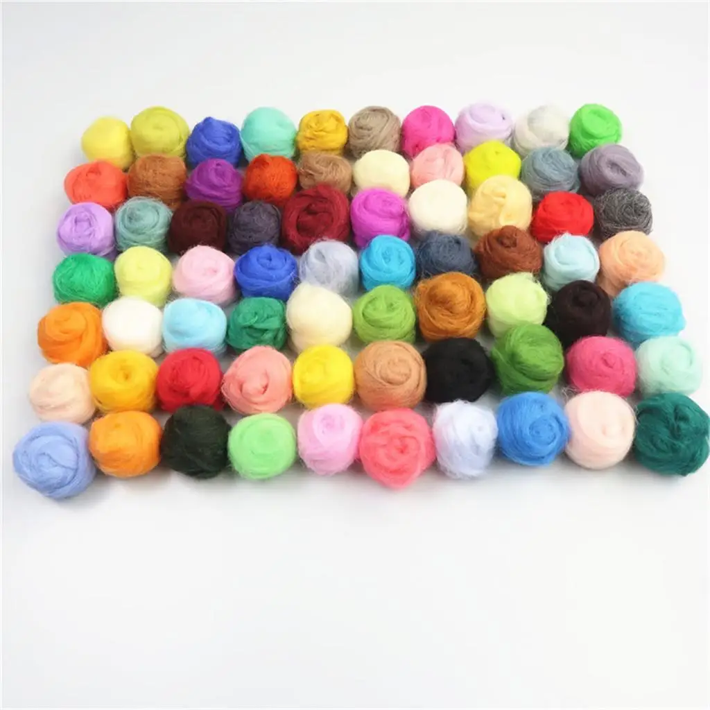 Wool Roving 70 Colors 350g Needle Felting Wool Fibre Hand Materials (5g/color)