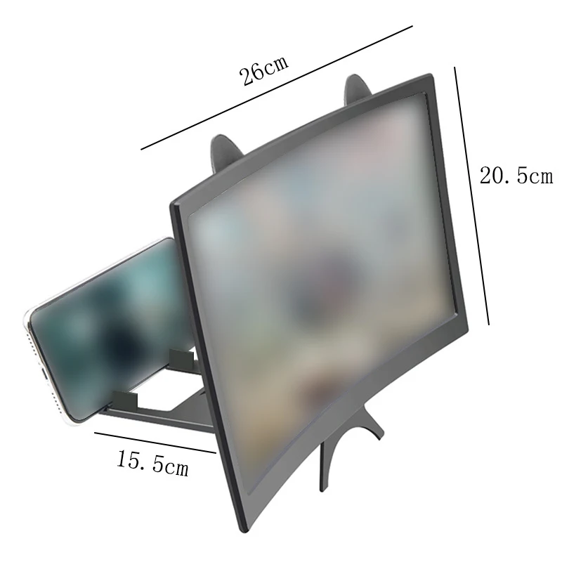 스마트폰 스크린 앰프 ABS 접이식 휴대용 곡선 스크린, 눈 보호 모바일 액세서리, 12 인치