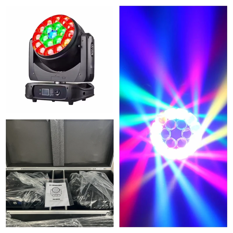 

2pcs with case led wash movinghead zoom beam night club stage 19x40w 4in1 rgbw lyre b-eye pixel led moving head light