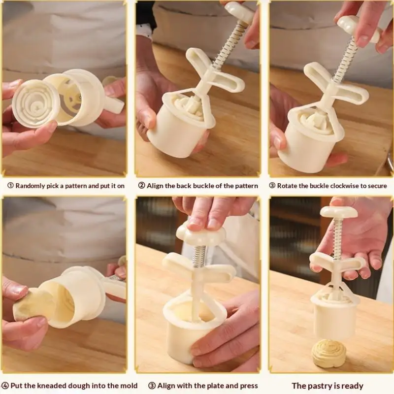 

1 Set Valentine's Day Cookie Stamp Flower Mooncake Mold Spring Pastry Cake Decorating Tool Hand Pressure Home DIY Baking Mold