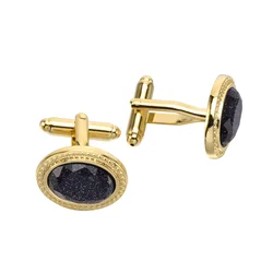 French Cufflinks Oval Natural Star Stone Advanced Suit Men's Business Banquet Wedding Shirt Accessories Cuff Links Gifts for Men