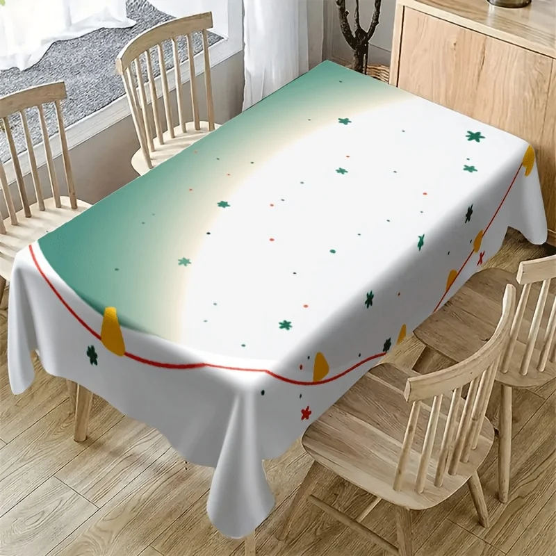 Cute Star Tablecloth, Minimal Curved Shape Star Confetti Pattern Waterproof Table Cover, Washable for Birthday Table Decor