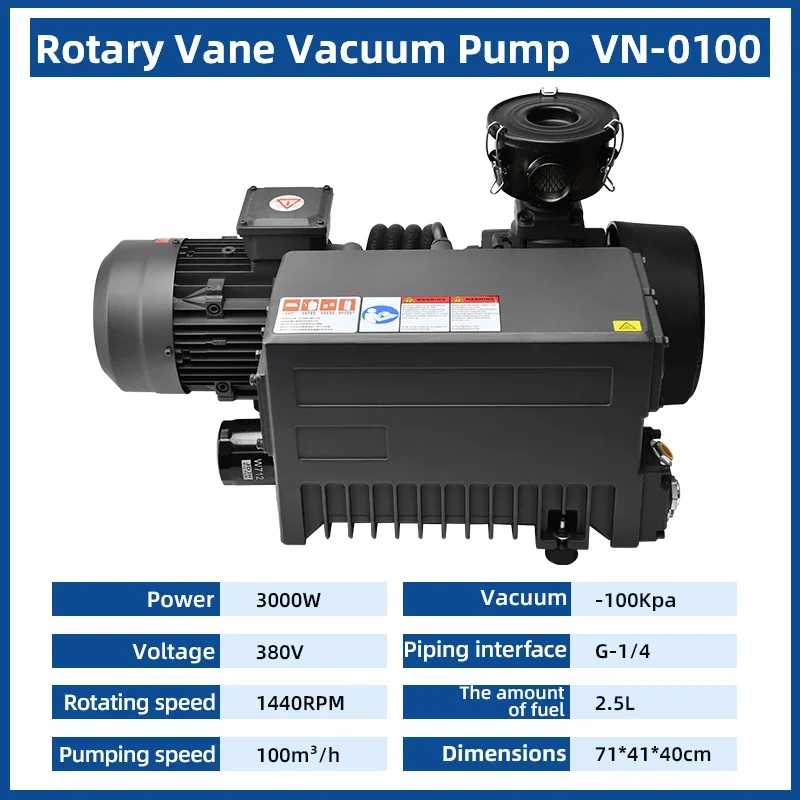 380V 3000W -100KPa Single Stage Rotary Vane vacuum Pump Electric Air Compressor Head For CNC Vacuum Packing