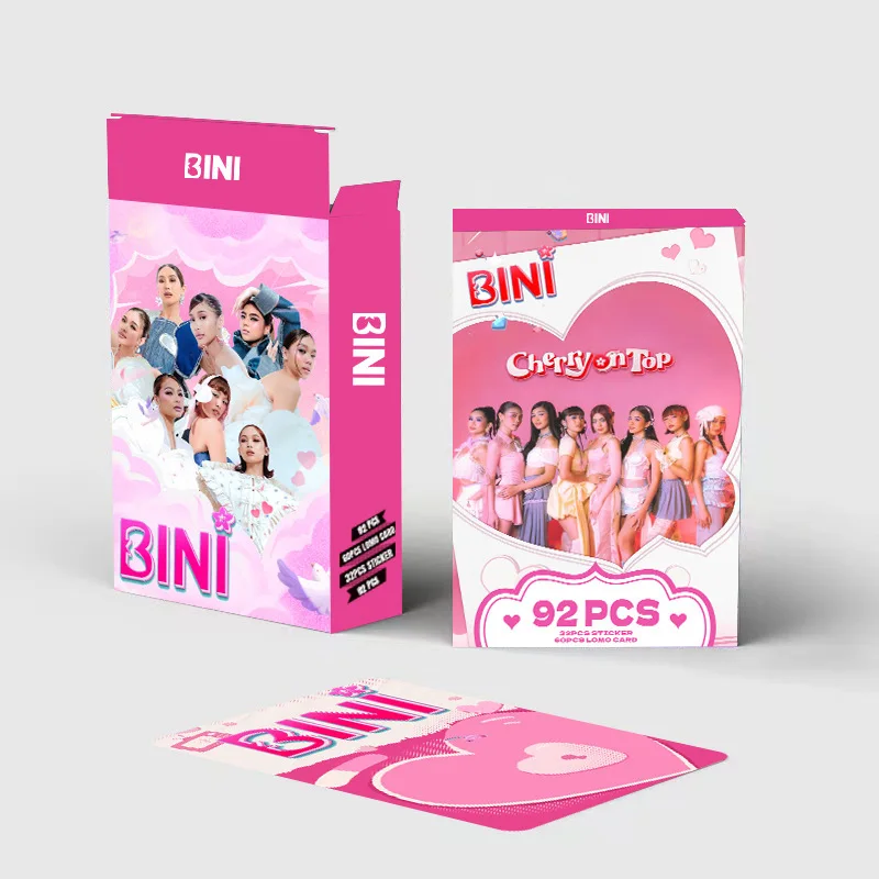 92pcs/Set Kpop BINI Photocard Sticker Boxed Card Korean Style LOMO Card High Quality Double Sides Printing Fans Collection