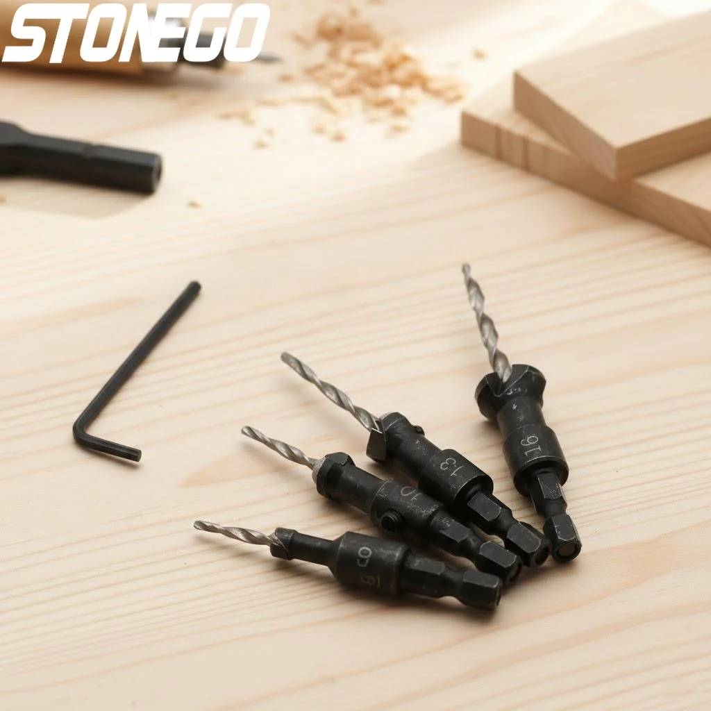 

4Pcs Hex Shank Countersink Drill Woodworking Integrated Chamfering Screw Head Opening Tool