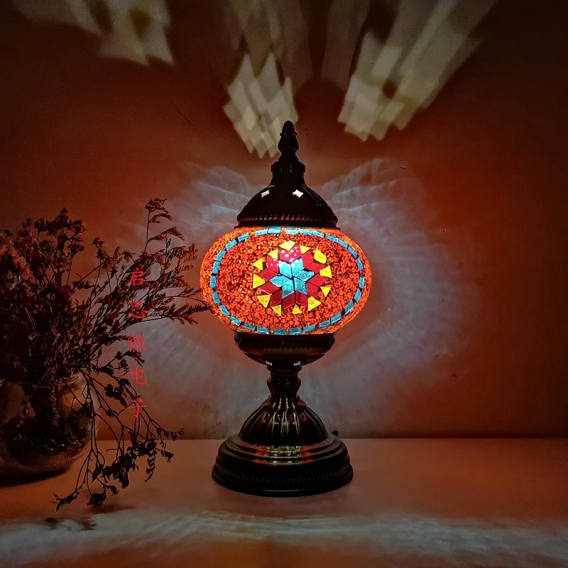 Newest style E14 Hand-inlaid glass mosaic bedroom living room decorative Table Lamps of Mediterranean style Turkish Lamps
