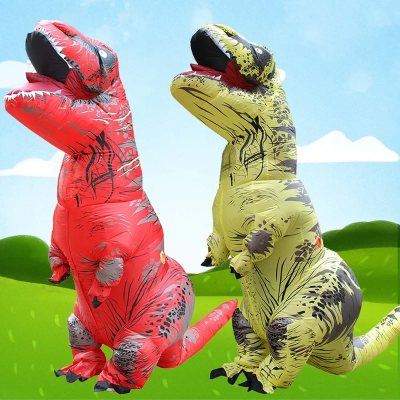 Costume Gonflable de Dinosaure Brun T-REX Chaud ixCosplay Barrage Mascotte Anime Costumes d'Halloween Pour Enfants Adultes D37Dessin Animé