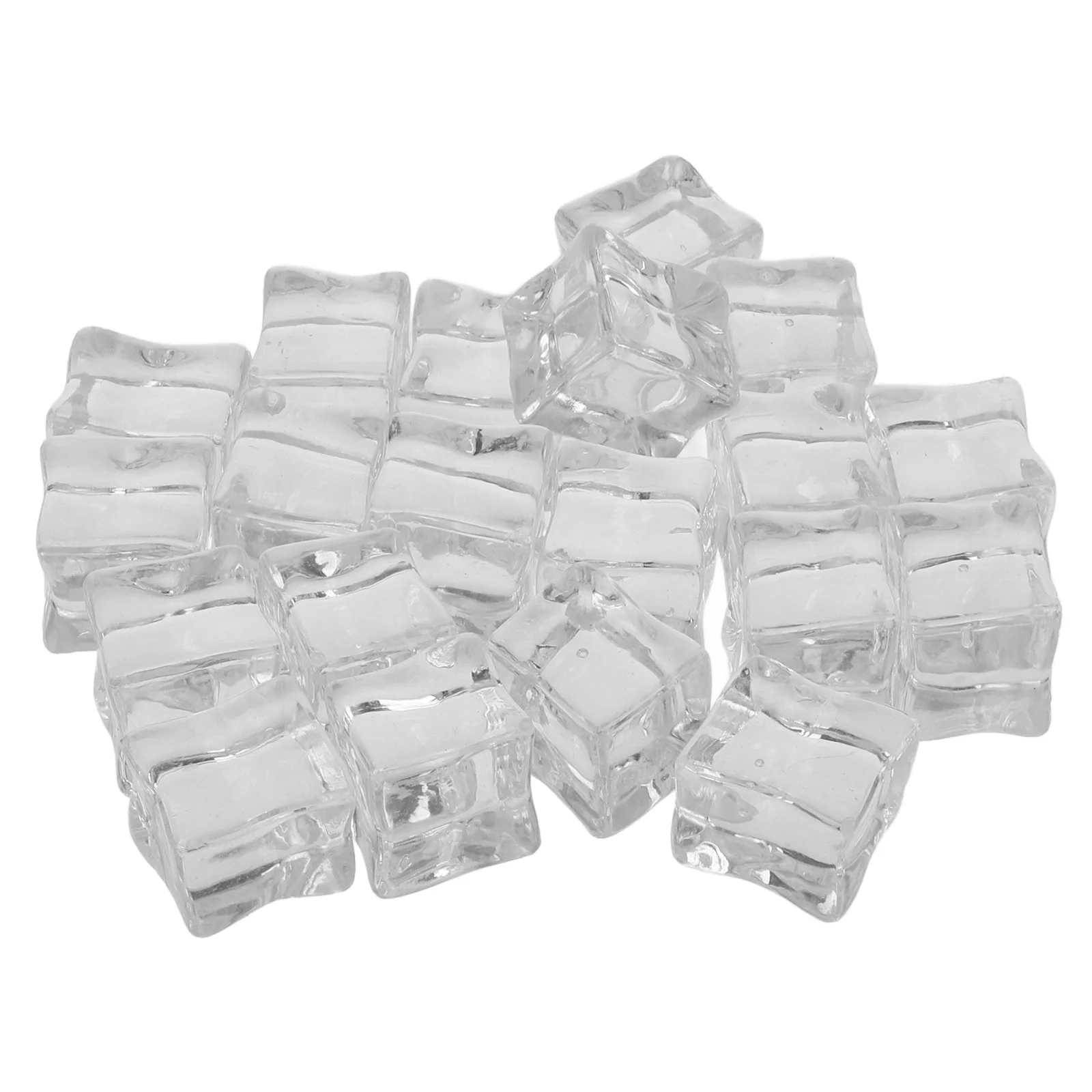 

20Pcs Clear Fake Ice Cubes Realistic Plastic Transparent Squares for Bar Decor Photography Accessories Display