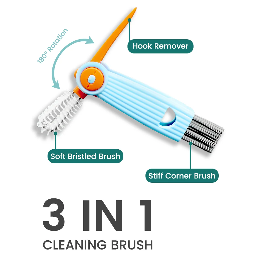 3 in 1 Multicolor Cup Lid Cleaning Brush, Multifunctional Bottle Lid & Pacifier Cleaner for Kitchen Deep Cleaning