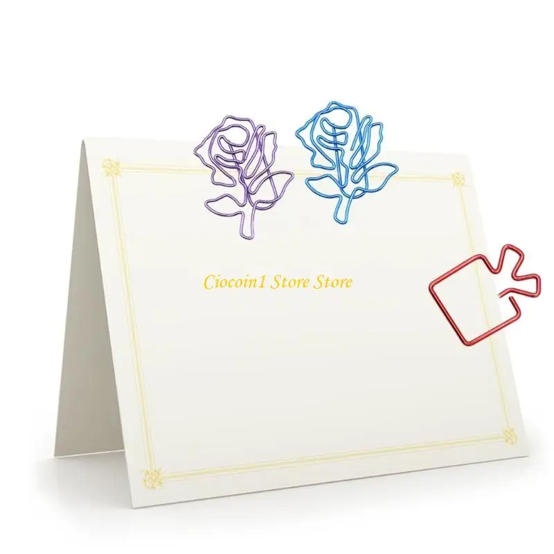 10Pcs Creative Paper Clips Metal Paper Clip Small Book Marker Clip Decorative Paper File Clips for File Paper Photo