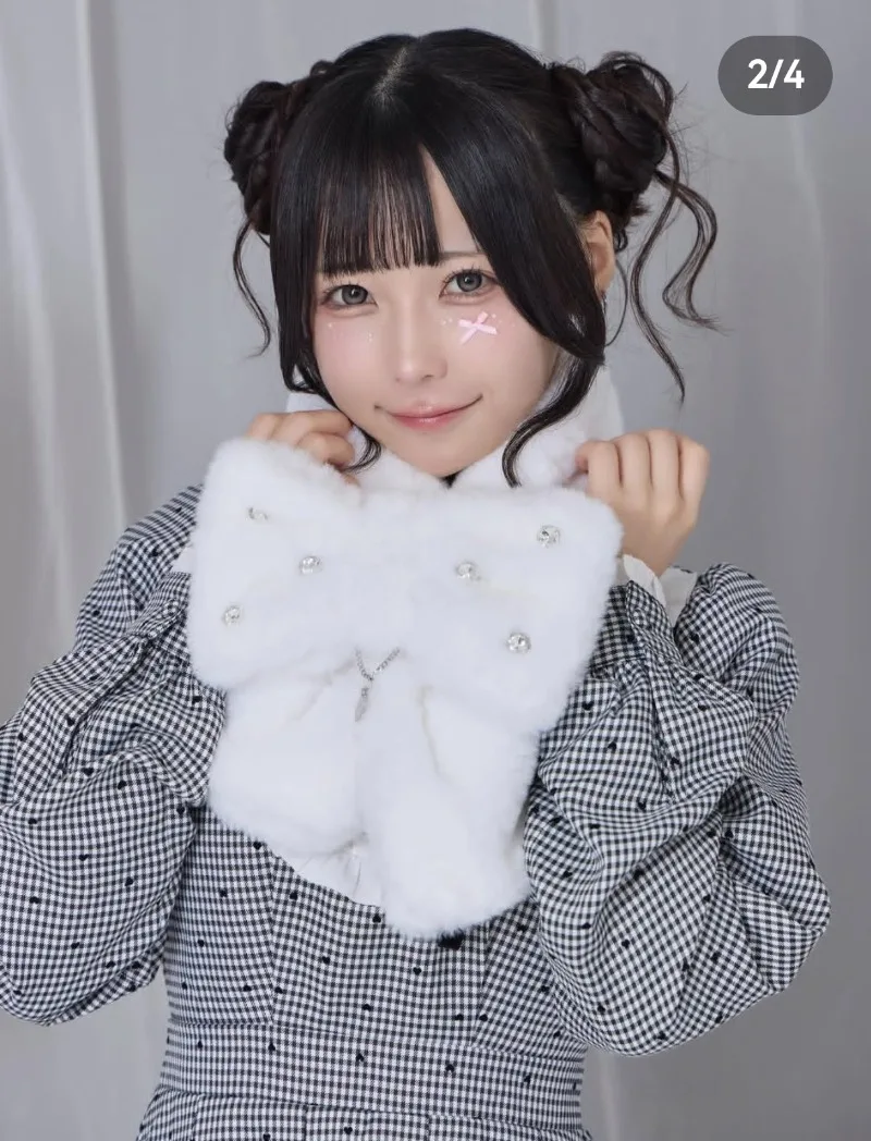 Rojita لطيف لينة مريحة القوس وشاح اليابانية لوليتا نمط الحلو يلتف الملابس والاكسسوارات Kawaii منديل للفتيات السيدات