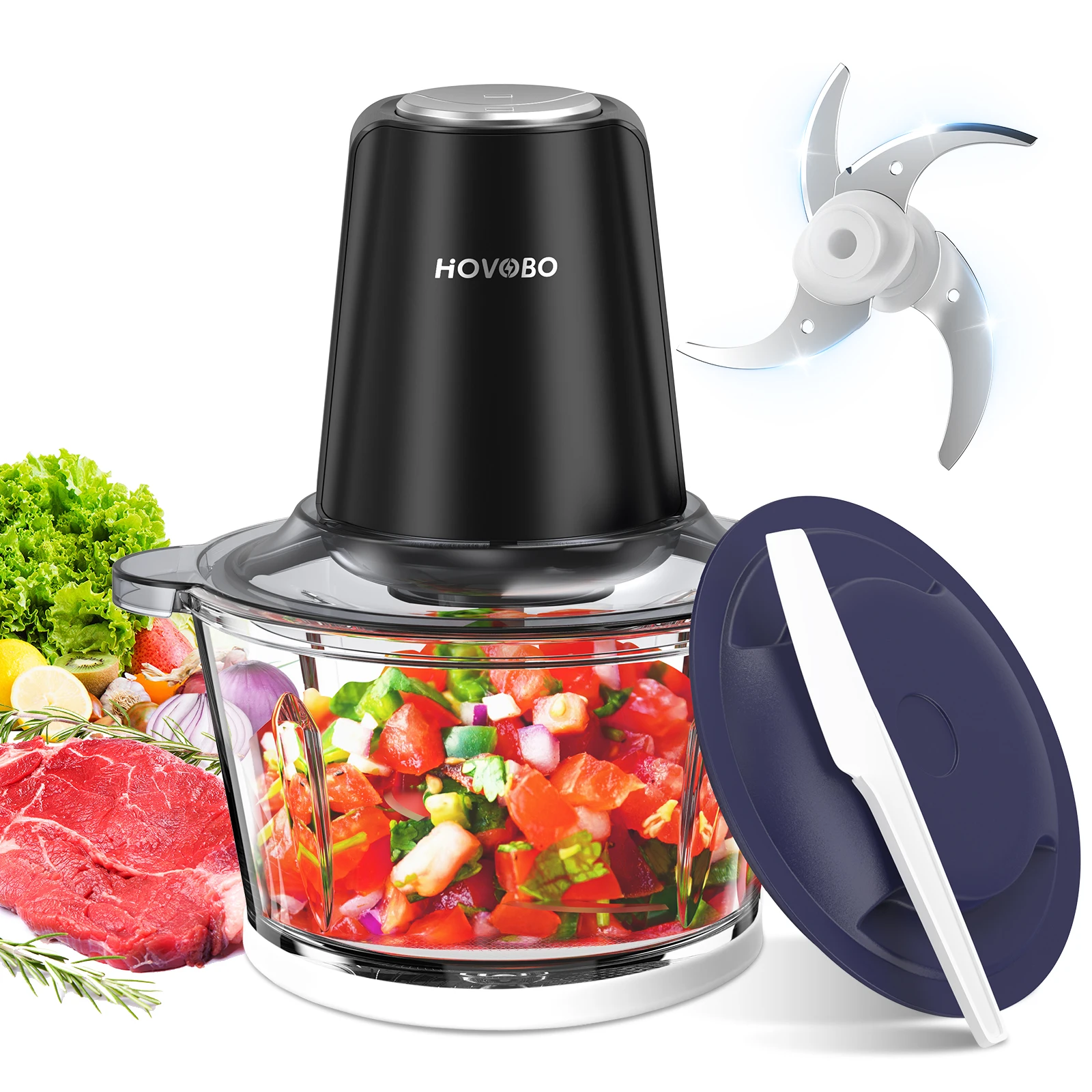 Food Processor Electric Meat Grinder 500W Food Chopper 2 Speed for Vegetable Kitchen Cutter Medium Super Chopping Grinding