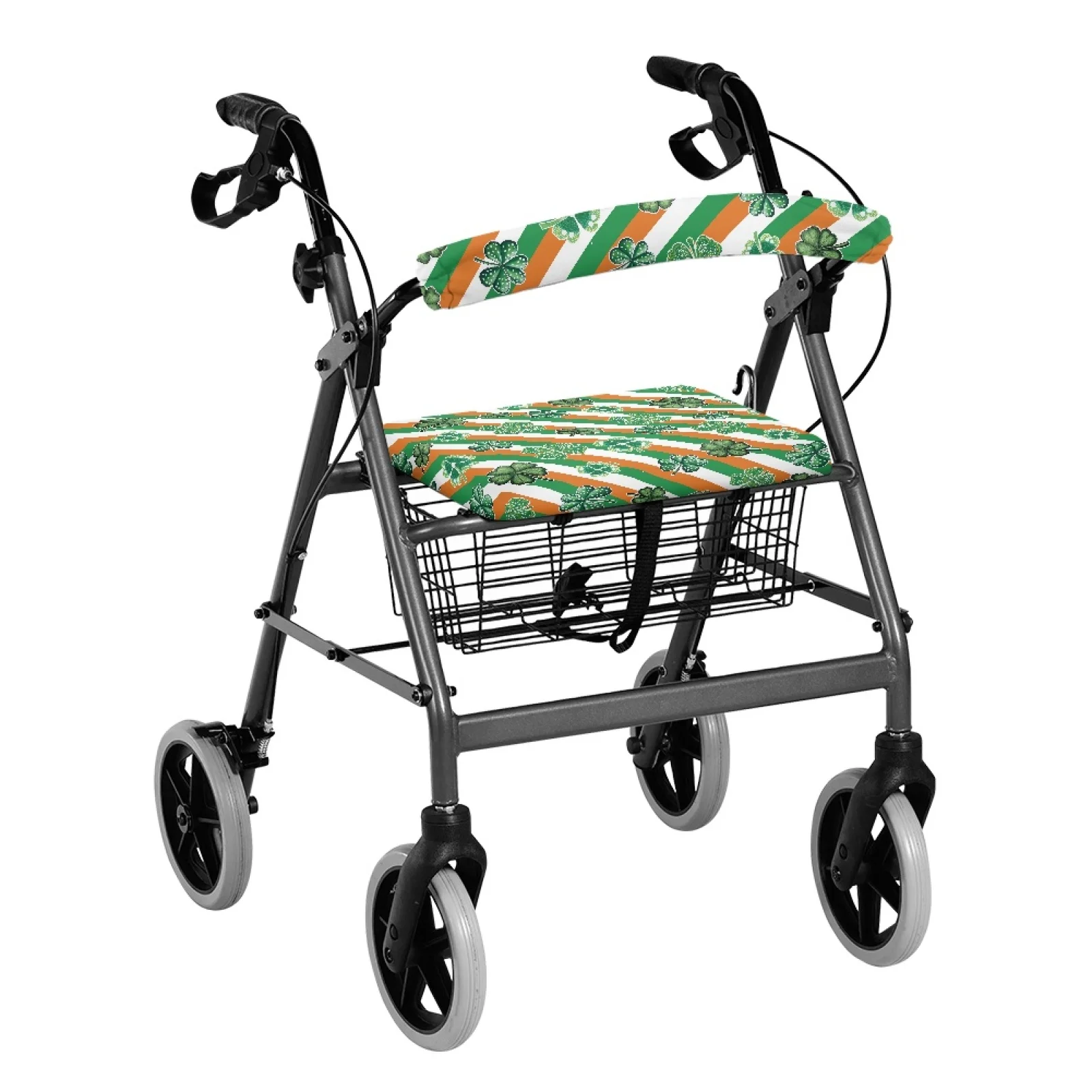 Coloranimal Irish Flag Shamrock 2 Pcs Walker Seat Covers Easy Install Walker Seat Cushion for Seniors Adult