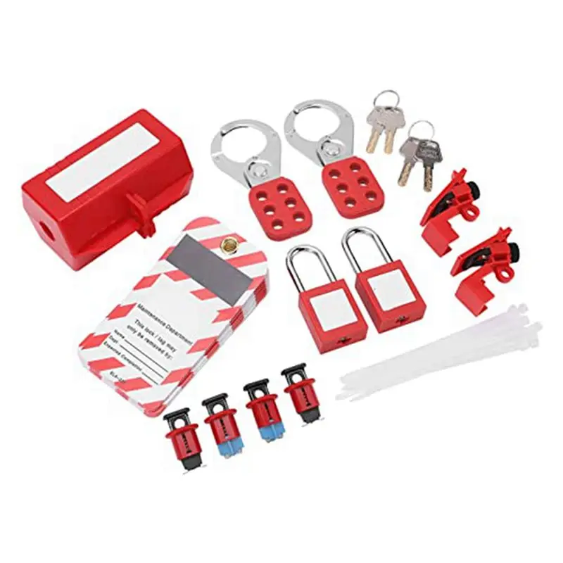 2X Electrical Circuit Breaker Lockout Tagout Kit,Safty Padlock Set Plug Lock Out Tag Station Hasps For Industry