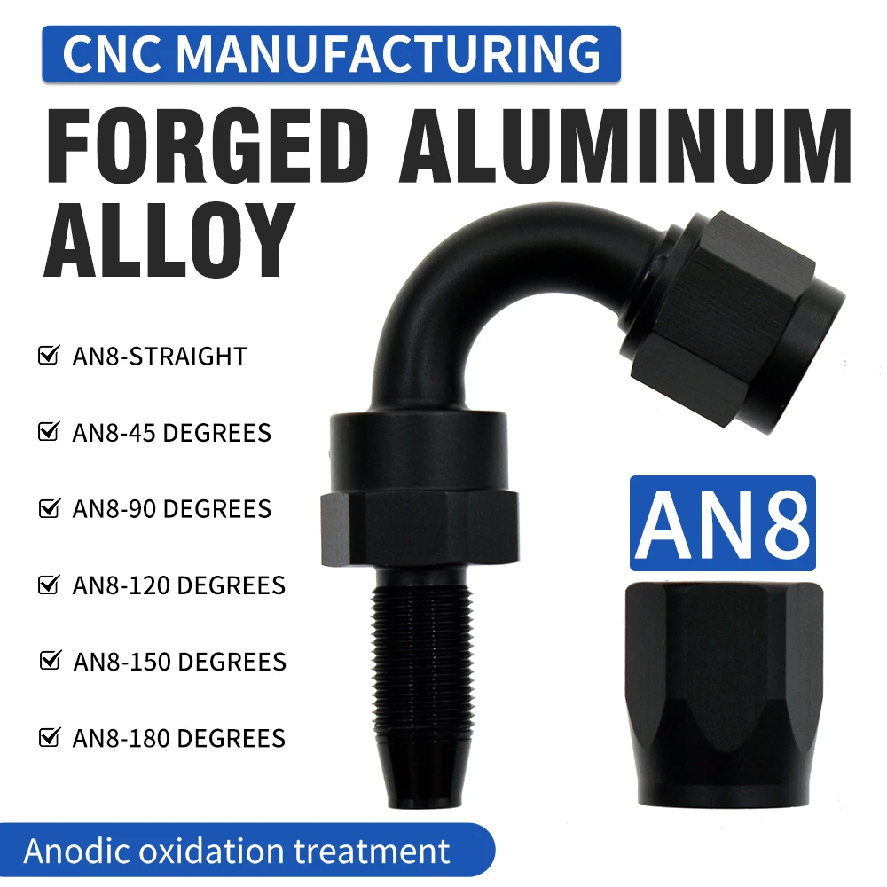 

Universal Type Oil Pipe Fitting Wire Braided Oil Tube Adapter Engine Oil Radiator Interface AN8 Straight 0°45° 90° 120° 150° 180