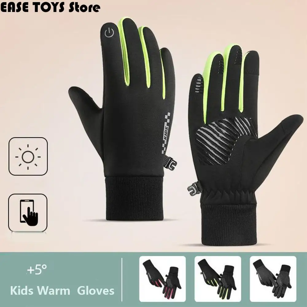 Winter Children Bicycle Riding Gloves Warm Non-slip Touch Screen Outdoor Sport Bike Cycling Skiing Full-finger Gloves