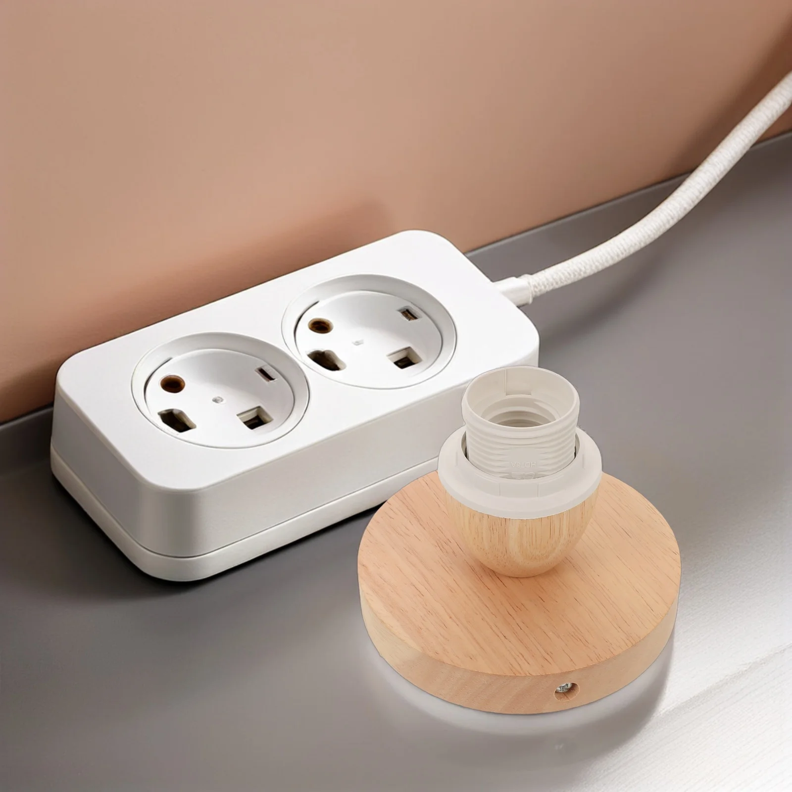 

1Set Wooden Ceiling Lamp Base E27 Screw Light Socket Vintage Bulb Holder Replacement for Hallway Restaurant Bar