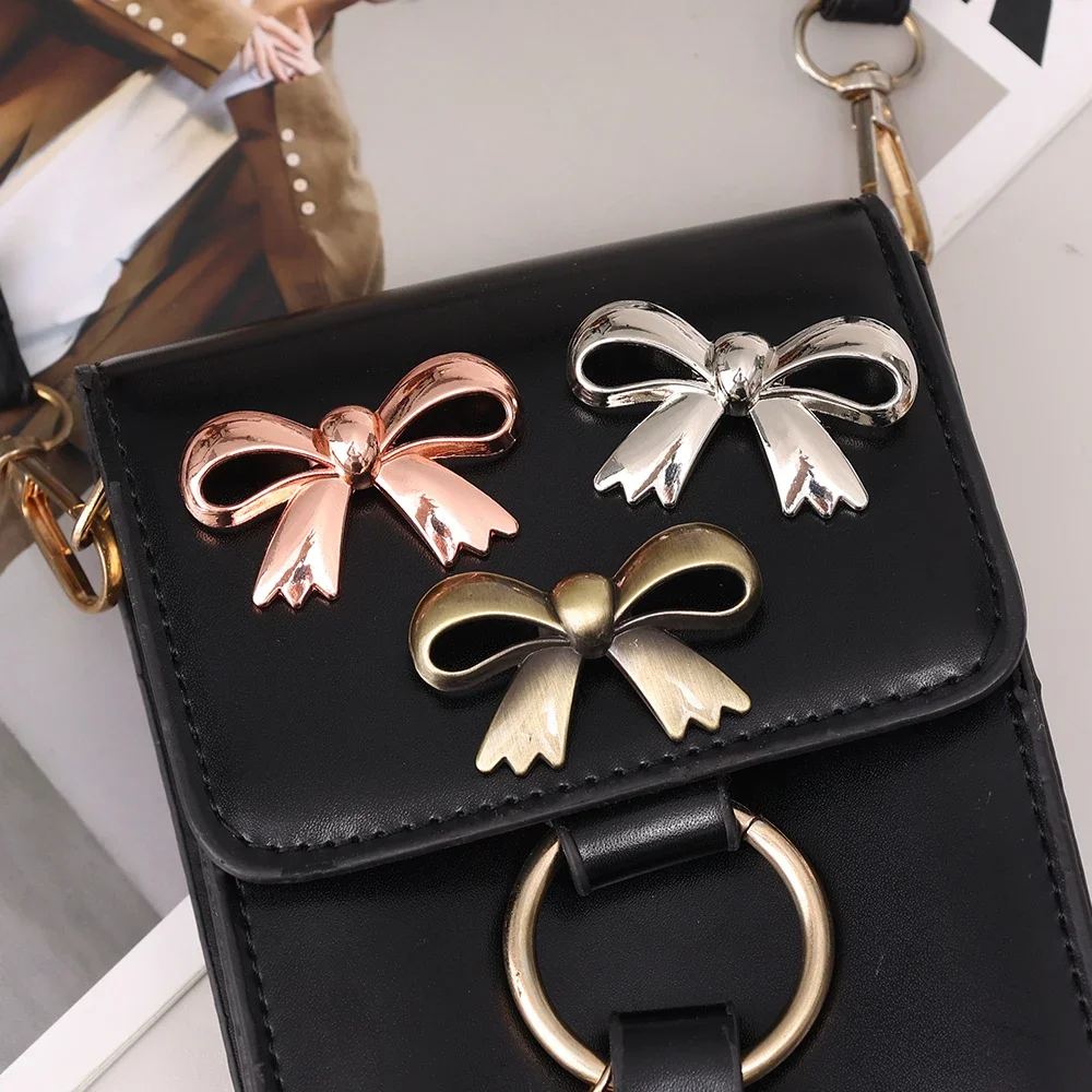 2sets Cute Bowknot Metal Decoration Buckle for Bag Shoes Clip Clasp DIY Webbing Bag Eye-splice Pin Buckles Bow Button Accessory