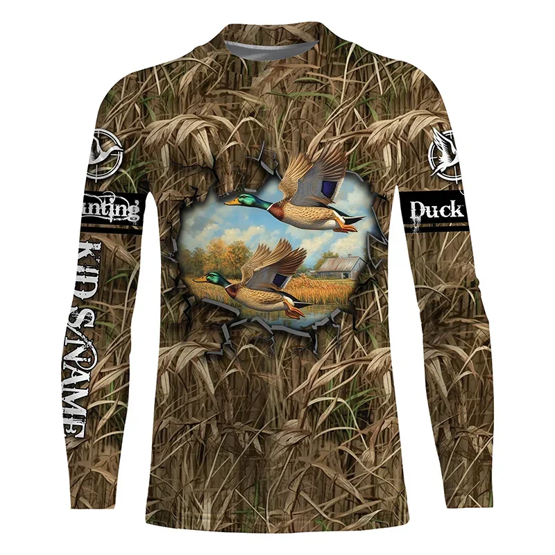 Camo Hunting Animals Wild Boar Men T-Shirt 3D Print Sport Long Sleeve Tee Tops Casual O Neck Streetwear T Shirts Men's Clothing view 4