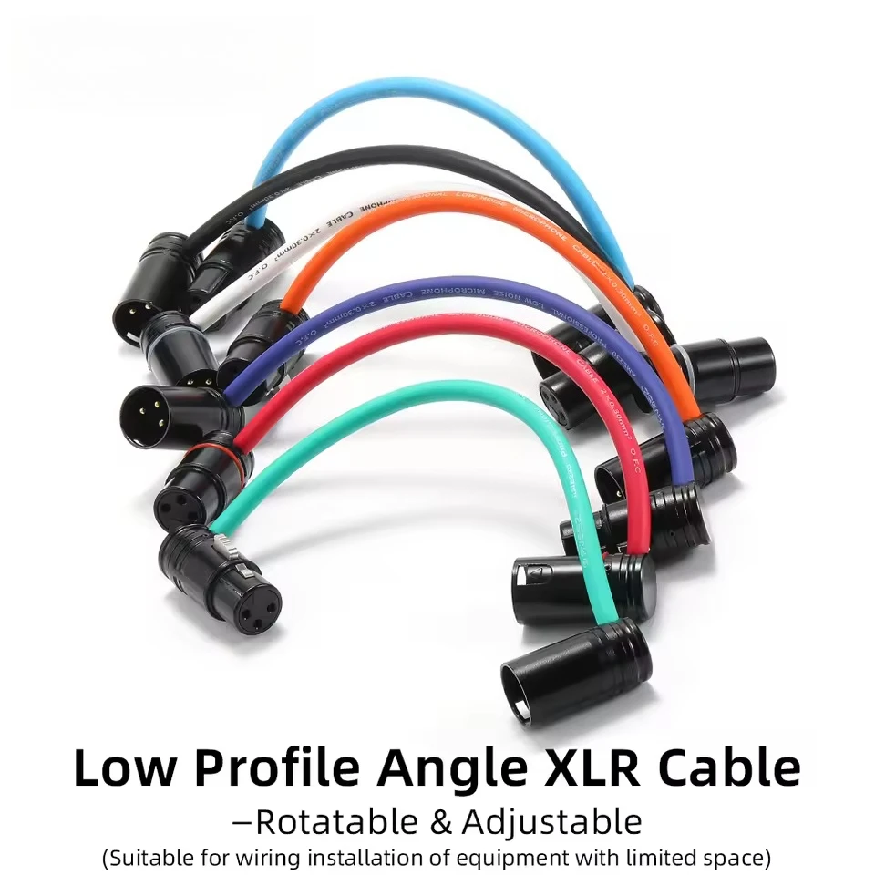 

Low Profile 3 Pin XLR Connector Cable Right Angle L Shape Plug , Microphone Mixer Amp Professional Audio Line