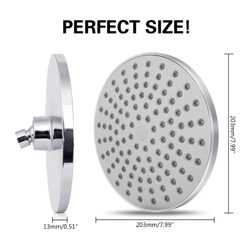 Top  Rainfall Shower for Head Ultra-Thin Round Shower Vertical Fixed High Pressure Shower for Head Easy Installatio