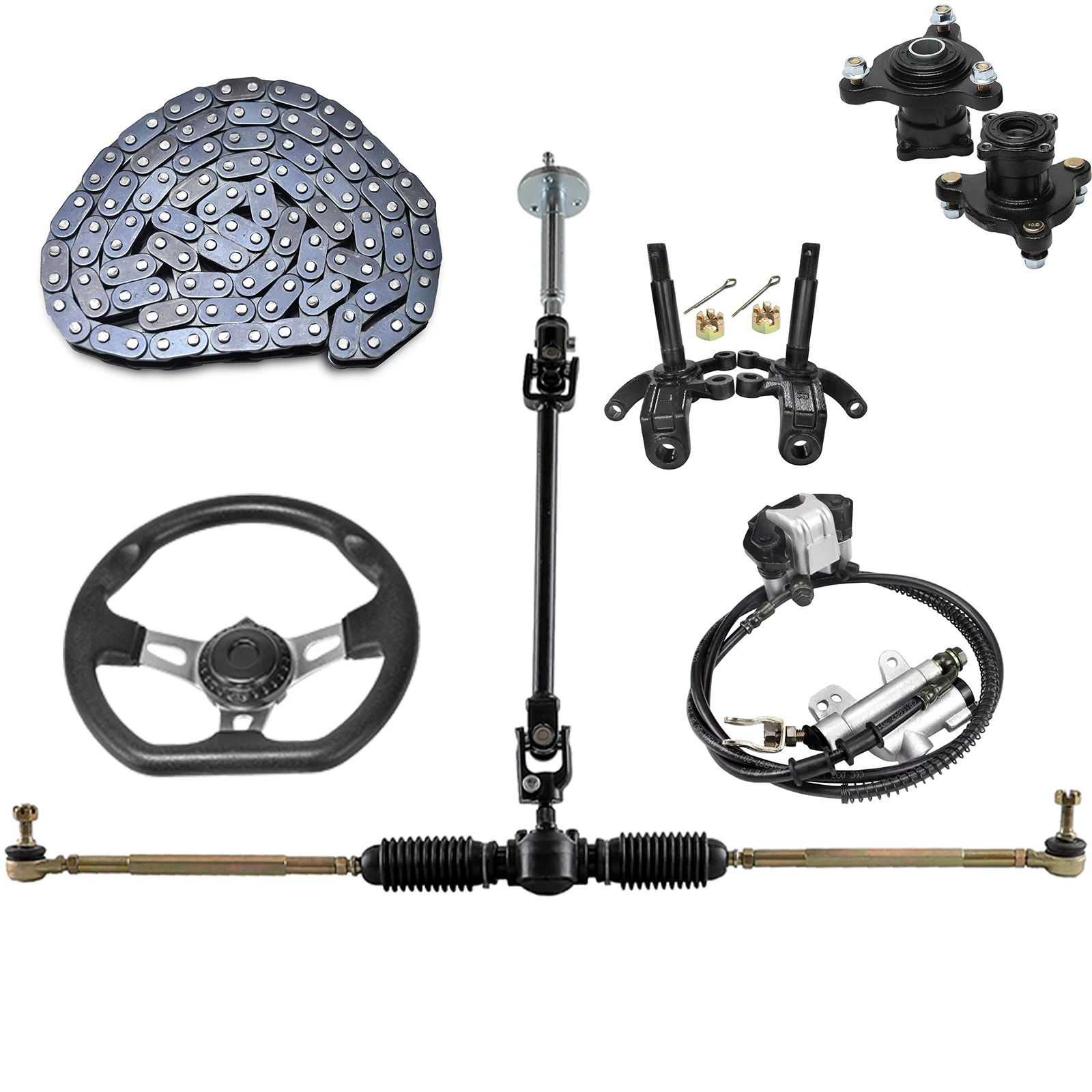 

ATV Accessories Front Steering Wheel Shaft Kit/3 Stud Knuckle Hub/ For Go Kart 110cc Golf Cart Scooters Quad Bike ATV