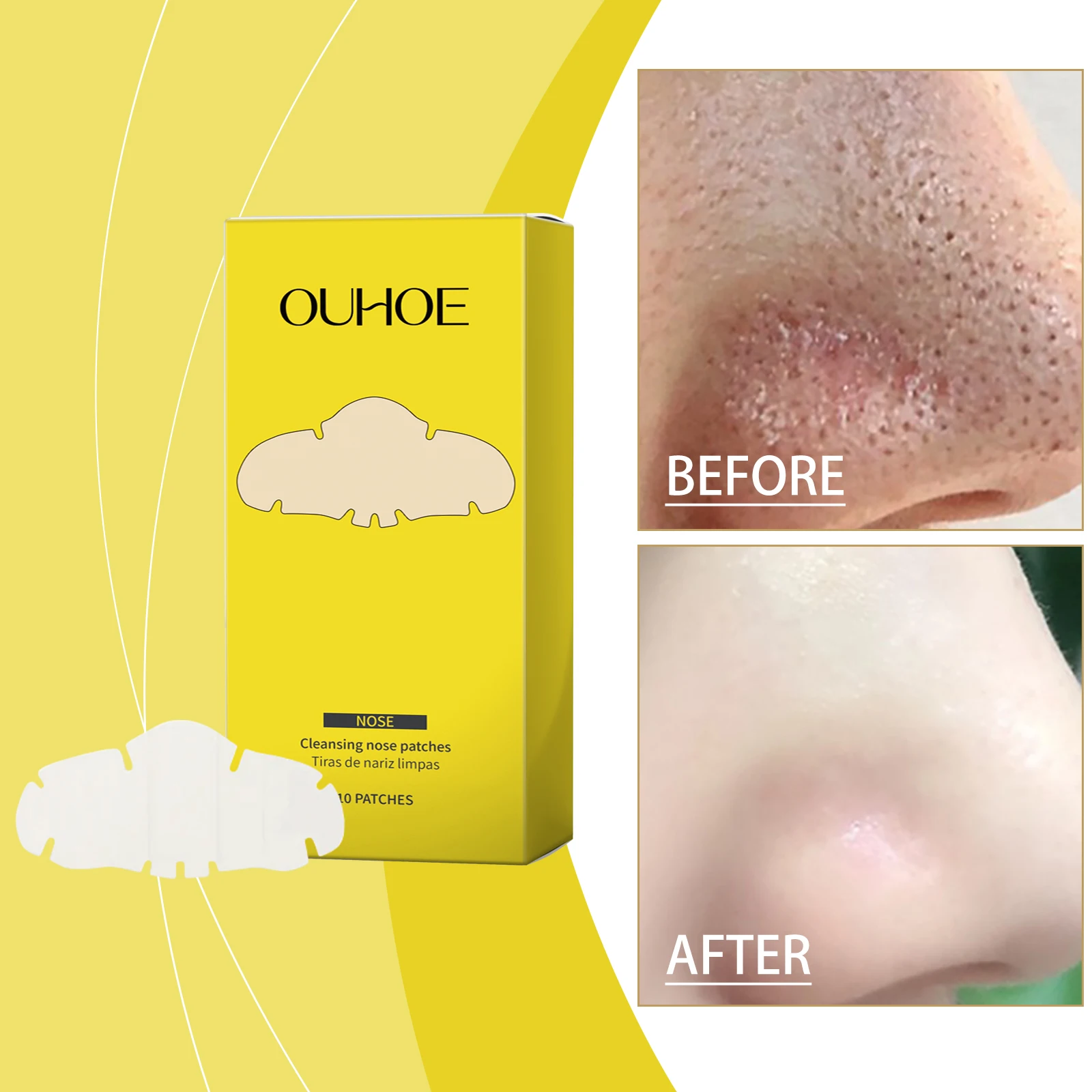رقع تنظيف الأنف - شرائط إزالة الرؤوس السوداء لتنظيف المسام العميقة، 10 قطع، للتحكم في الزيت وقناع التقشير