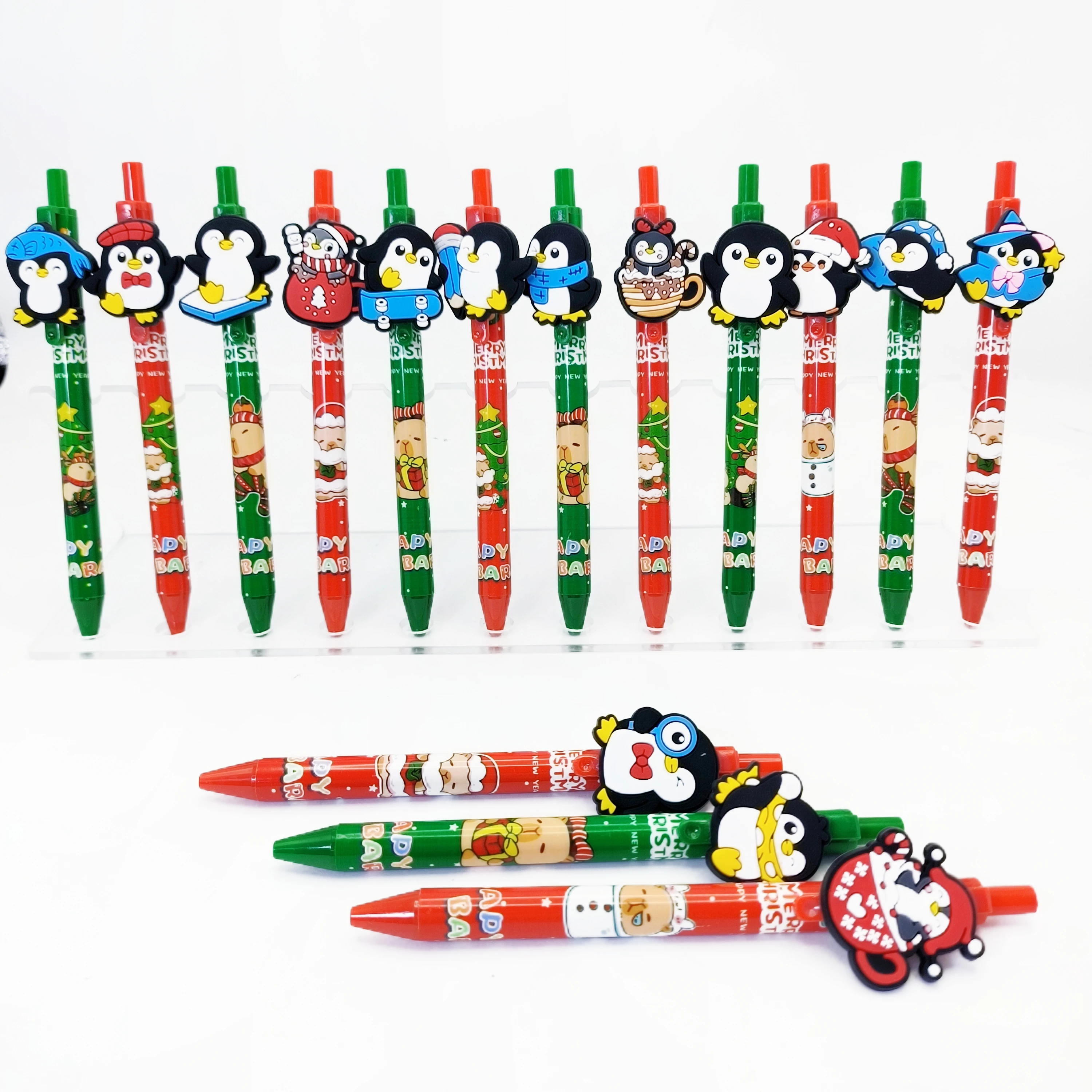 

11/28pcs Lucky Penguin Style Christmas Ballpoint Pen Christmas Theme Ballpoint Pen Daily Office Stationery Student Writing Pen