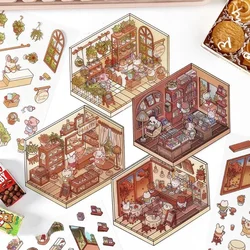 1pcs 3D PET Cute Cartoon Miniature Scene Stickers Hand Account DIY Landscaping Decoration Visual Stacking Gift Party Favors