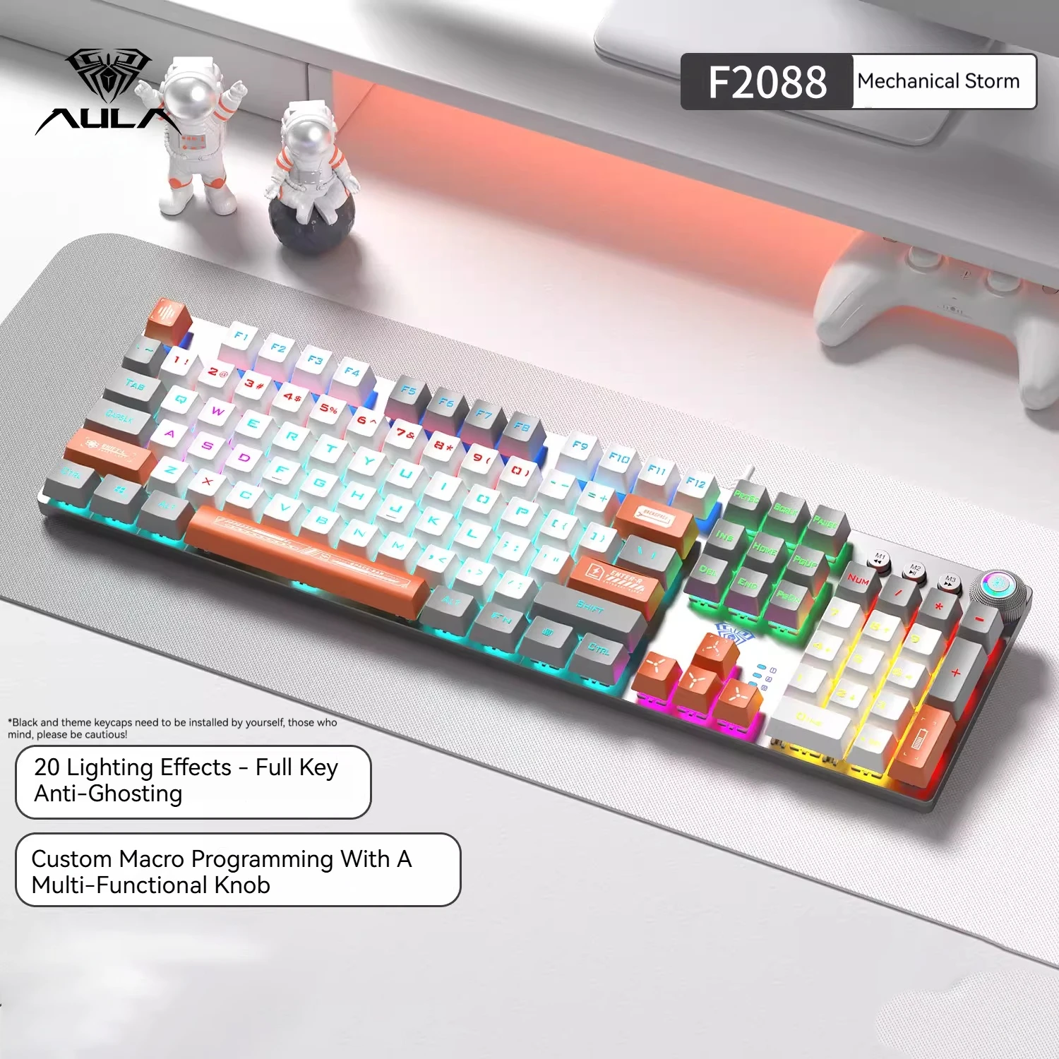 

Механическая клавиатура AULA F2088 с подсветкой, проводная, настраиваемая, полноразмерная, без фантомных нажатий, для ПК, ноутбуков, офиса, киберспорта, игровая клавиатура