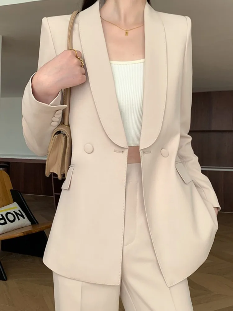 Korean Style Women's Blazer Set Fall Fashionable Casual Suit Coats and Pants Professional two piece Set Office Ladies Outfits