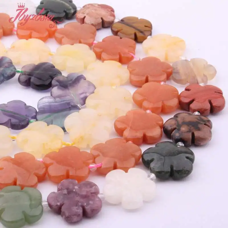Natural Jaspers Rhodonite Howlite Crystal Agate Flower Loose DIY Stone Beads Strand 15 inch For Necklace Jewelry Making