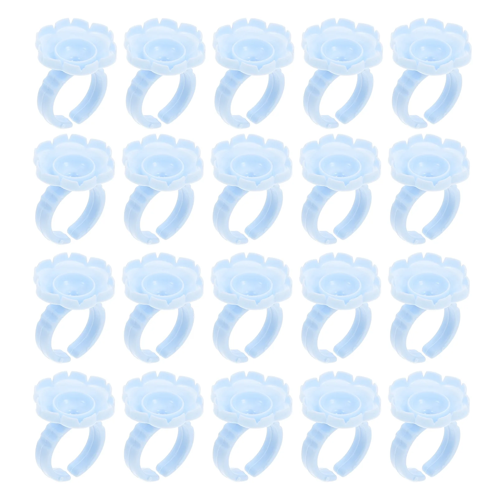 

100pcs Flower Ring Cup Eyelash Glue Holders Blue Extensions Tools Bracket Cups Lash Glue Ring Professional Beginner mascara