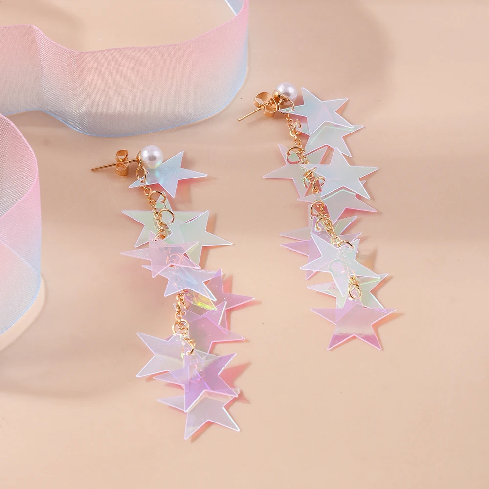 Women's Star Tassel Drop Earrings, Elegant Gift