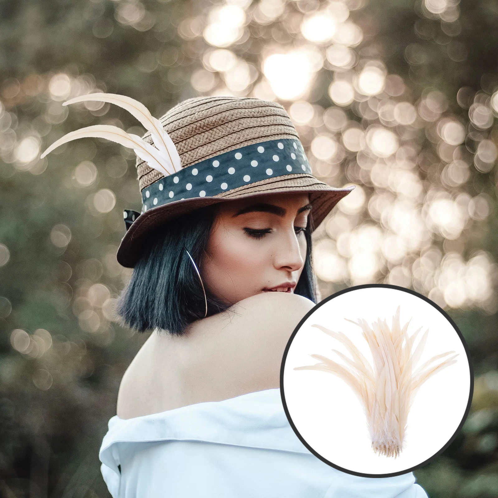 

50 pcs 40Cm Natural Rooster Tail Waterproof Lustrous Diy Craft Decoration For Hats Clothing Bags Shoes Home Furniture