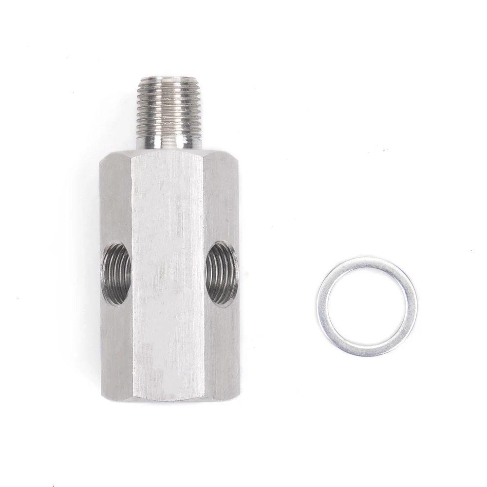 Stainless Steel 1/8 NPT Oil Pressure Sensor Sendor Tee Adapter to 1/8 NPT Gauge T-Piece With O-ring pad