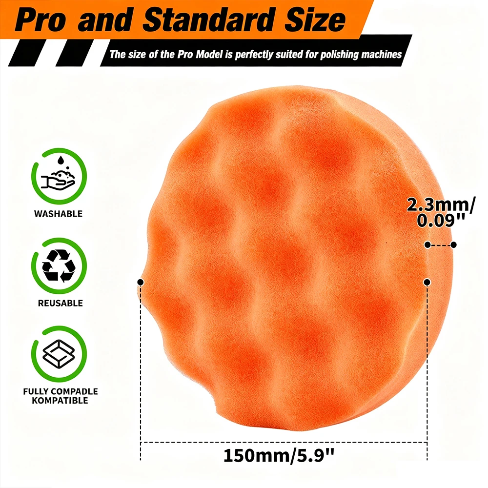 15pcs 5/6inch Car Polishing & Buffing Sponge Pads Kit Wool Bonnet Pads Foam Polish Pads Wax For Washing Cleaning Waxing Dusting