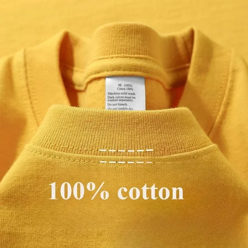 Men Clothing Summer Cotton 300grams Pure Cotton Short Sleeves T-shirt Men Casual Base Top Oversized T Shirt