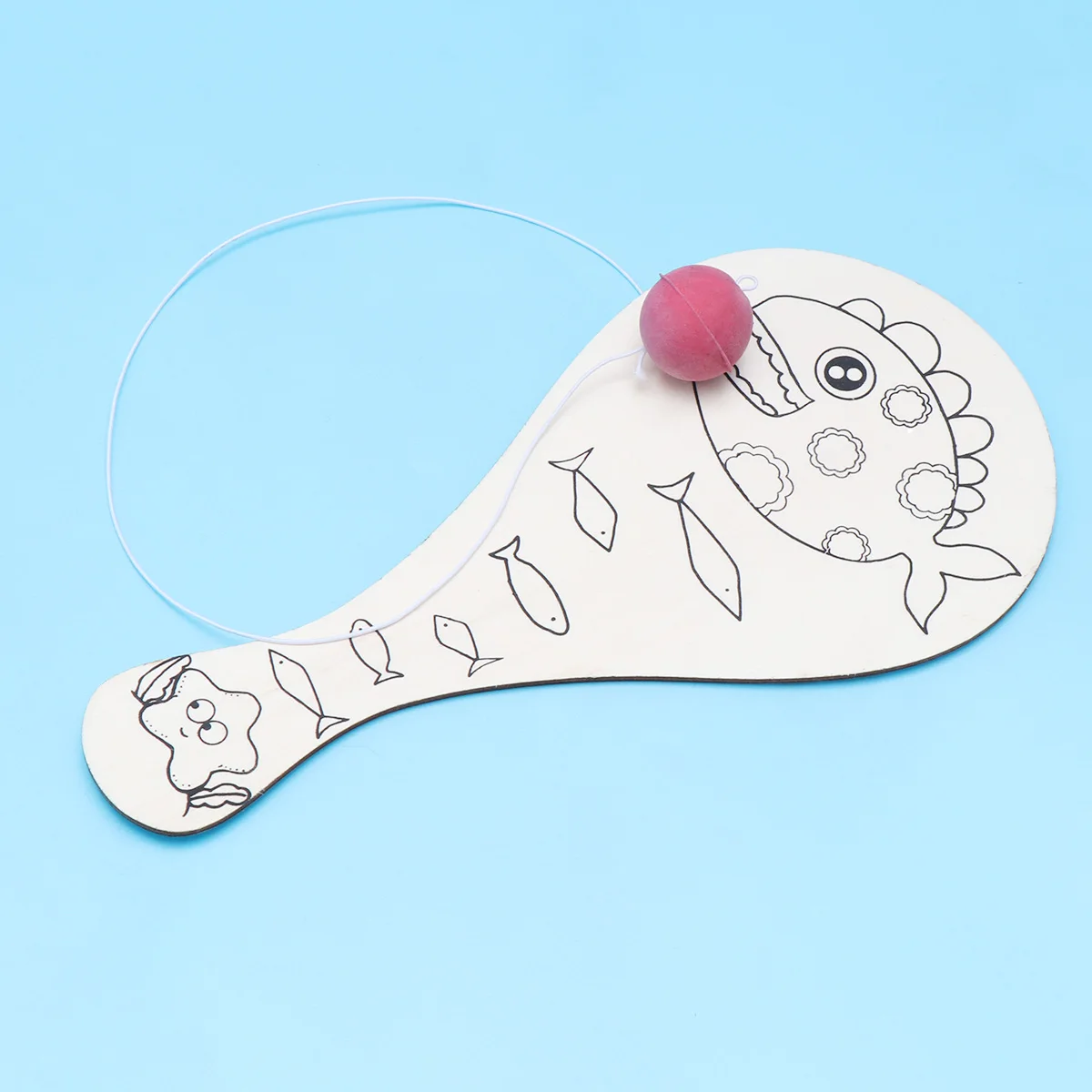 

2 pcs Wooden Racket for Kids H painted Graffiti Toy Manual DIY Painting Props Children Ball Game Educational Fun