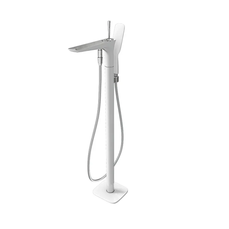All-copper floor-to-ceiling hot and cold faucet set free-standing bathtub special matching QT-61013