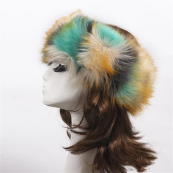 Winter Thick Fox Hair Circle Russian Hat Fluffy Headband Female Fur Headband Furry Headband Wide Headdress Ski Hat Accessories