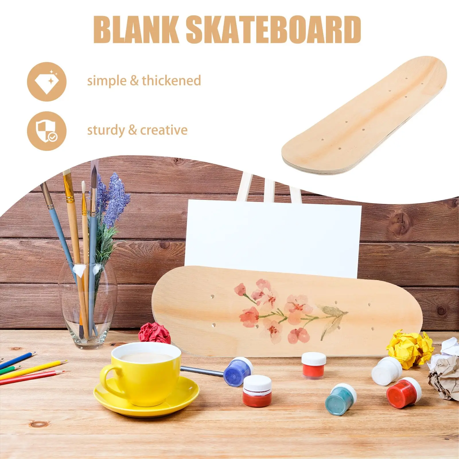 Double Sided Blank Skateboard Deck Diy Unfinished Children S Skateboard Maple Wood 43Cm Board Replacement Graffiti Material