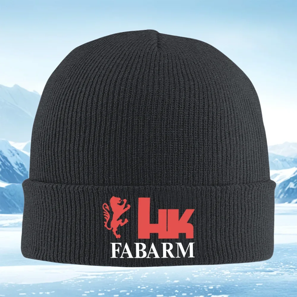 2026 Lion HK logo FABARM firearms Men Women Unisex Knitted Hat Beanie Pullover Cap Winter Thermal Warm Christmas Outdoor Cycling